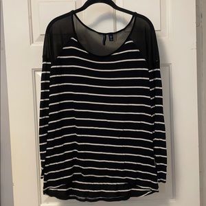 Striped mixed media top